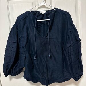 Banana Republic Dark Blue Blouse with Pleated Sleeves